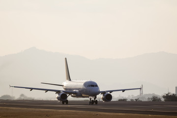 Fototapeta na wymiar Plane in airport runway, Costa Rica