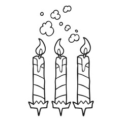 black and white cartoon birthday cake candles