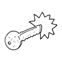 black and white cartoon door key