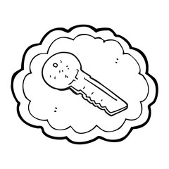 black and white cartoon door key