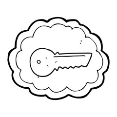 black and white cartoon door key