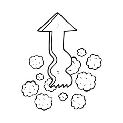 black and white cartoon pointing arrow