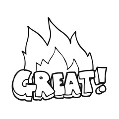 GREAT! black and white cartoon symbol