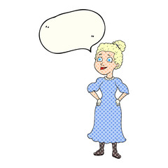 comic book speech bubble cartoon victorian woman in dress