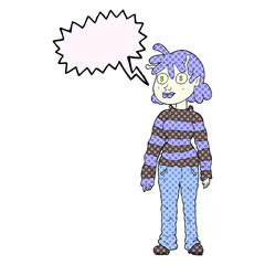 comic book speech bubble cartoon casual alien girl