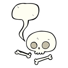 comic book speech bubble cartoon skull and bones