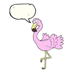 comic book speech bubble cartoon flamingo
