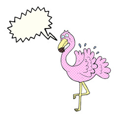 comic book speech bubble cartoon flamingo
