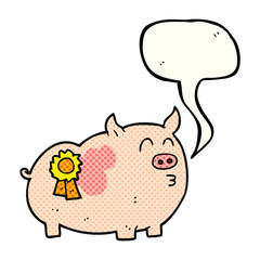 comic book speech bubble cartoon prize winning pig