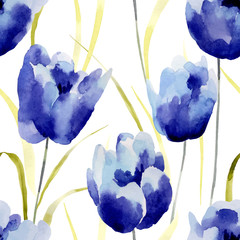 Watercolor flowers seamless pattern.  - 103679174