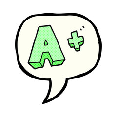 comic book speech bubble cartoon A grade symbol