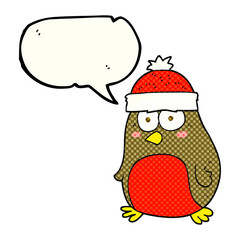 comic book speech bubble cartoon christmas robin