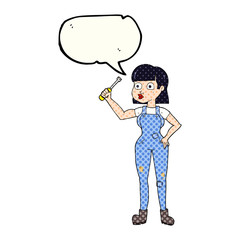 comic book speech bubble cartoon female mechanic