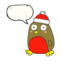 Fototapeta premium comic book speech bubble cartoon christmas robin