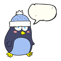 comic book speech bubble cartoon penguin