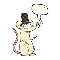 comic book speech bubble cartoon mouse in top hat