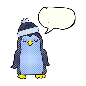 comic book speech bubble cartoon penguin