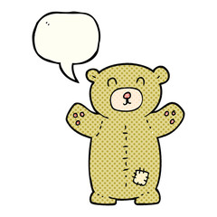 Naklejka na ściany i meble comic book speech bubble cartoon teddy bear