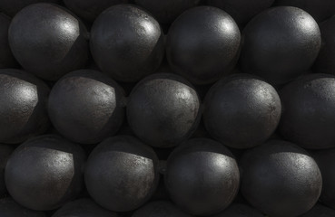 Cannonballs or cannon balls stack texture, pattern or background