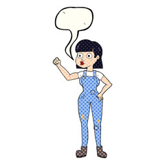 comic book speech bubble cartoon woman clenching fist