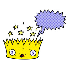 Fototapeta premium comic book speech bubble cartoon magic crown