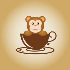 Monkey logo coffee vector.