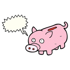 comic book speech bubble cartoon piggy bank