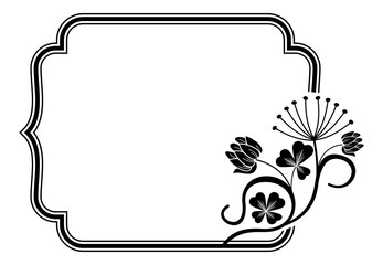 Outline frame with floral contours