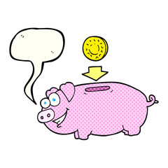 comic book speech bubble cartoon piggy bank