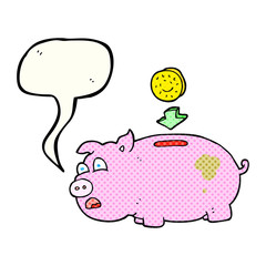 comic book speech bubble cartoon piggy bank