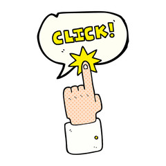 comic book speech bubble cartoon click sign with finger