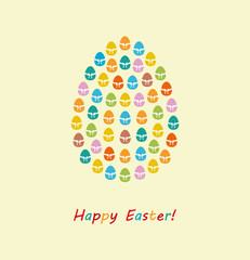 Happy Easter with many small colorful eggs