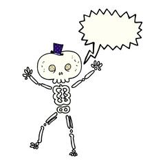 comic book speech bubble cartoon dancing skeleton