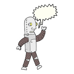 comic book speech bubble cartoon robot