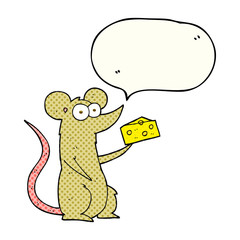comic book speech bubble cartoon mouse with cheese