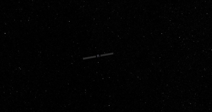 Flyby of Dawn spacecraft travelling toward a distant Vesta. Data: NASA/JPL.