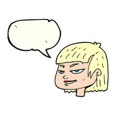comic book speech bubble cartoon mean looking girl