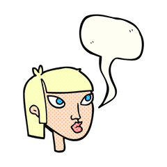comic book speech bubble cartoon female face