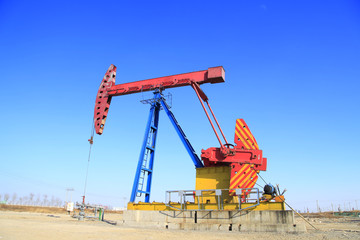 Oil field, oil pump in the work