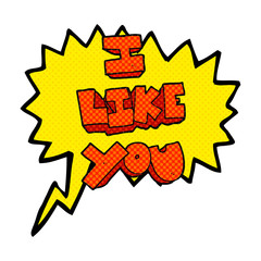 I like you comic book speech bubble cartoon symbol