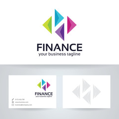 Finance vector logo with business card template