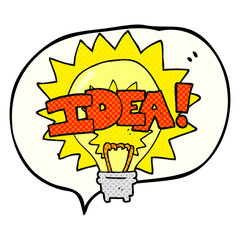 comic book speech bubble cartoon idea light bulb symbol