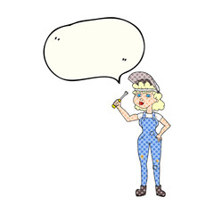 comic book speech bubble cartoon female mechanic