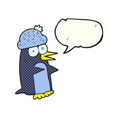 comic book speech bubble cartoon penguin