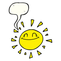 happy comic book speech bubble cartoon sun