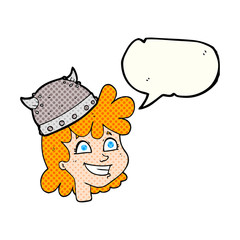 comic book speech bubble cartoon female viking face