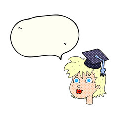 comic book speech bubble cartoon graduate woman