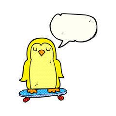 comic book speech bubble cartoon bird on skateboard