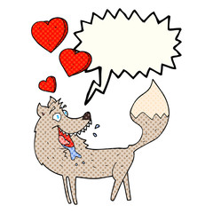 comic book speech bubble cartoon wolf in love