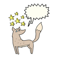 comic book speech bubble cartoon wolf with stars